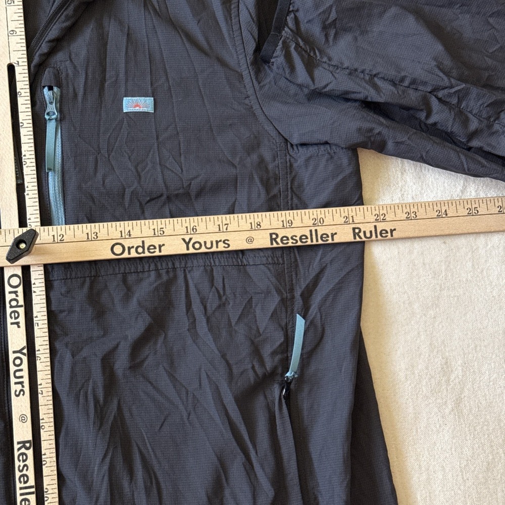 Faherty Mens SHORELIFE Surf Jacket Size Medium Hooded Windbreaker Black W Green - Picture 5 of 10